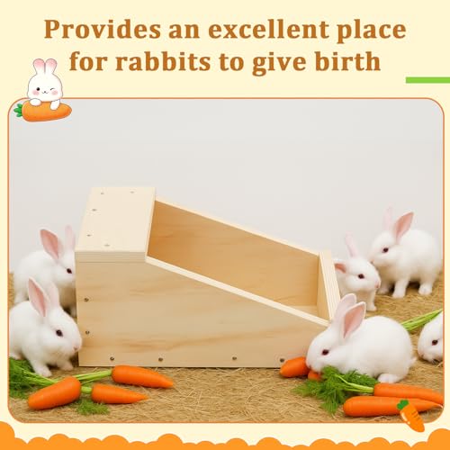 2 Pack Wooden Bunny Nesting Box 14x8x8 Inch Safe Birthing Hideout for Rabbit Doe & Newborn Kits, Nesting Box for Breeding,Small Animal Habitat for Hutch & Cage - size: 14x8x8 Inch