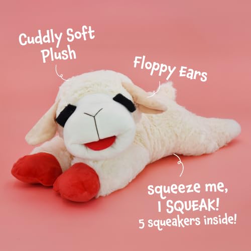 Multipet Lamb Chop Dog Plush Toy - Squeaky Toy for All Dogs - Extra Soft Plush - Stuffed Animal for Cuddling & Playing - Jumbo (24", Cream) - size: 24" Jumbo, style: White