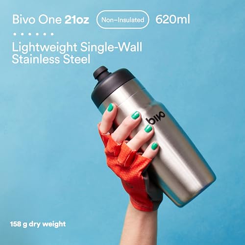 Bivo One 21oz Non Insulated Stainless Steel Bike Water Bottle - Lightweight for Cycling, Travel, Kids - No Plastic Taste, Fits Most Cages, Dishwasher Safe - (True Blue) - color: True Blue