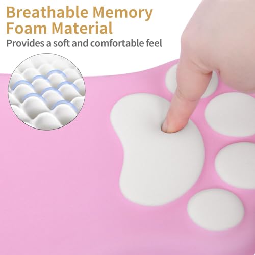 L-SPOUTTO Ergonomic Mouse Pad with Wrist Rest,Cute Cat Paw Mousepad Wrist Support,Comfortable Massage Design Computer Pain Relief Mouse Pad with Non-Slip PU Base for Desk Laptop Gaming Office,Pink - color: Pink