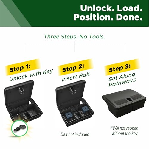 Mouse Bait Station | 4-Pack Indoor & Outdoor Mouse Bait Stations | Bait (Not Included) is Secured by Lock & Key | Pet & Child-Safe Alternative to Mouse Traps | for Mice Only - Small Size - size: 4-Pack Small