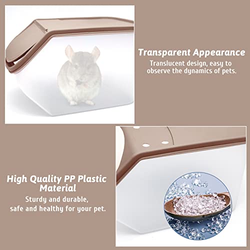BNOSDM Chinchilla Sand Bath Container Chinchilla Dust Bath Tub Transparent Hamster Toilet Shower Room Plastic Hamster Bathroom Kit with Sand Cup&Scoop for Gerbil Hedgehog Squirrel (Coffee) - color: Coffee