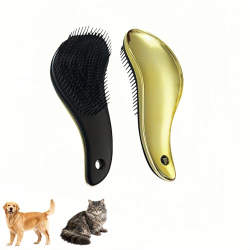Pet Grooming Glove & Brush 2-in-1 - Gentle Deshedding, Detangling, and Massage for Cats/Dogs, Reduce Shedding & Hairballs, Wet/Dry Use，Ergonomic Massage Deshedding Tool