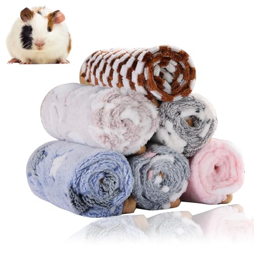 Grddaef Guinea Pig Fleece Blankets 6 Pieces Waterproof & Washable Small Animal Cage Liners Sleep Mat Bedding Pad for Hamster Chinchilla Rabbit Hedgehog (S-7.9 x 7.9 Inch) - size: S-7.9 x 7.9 Inch