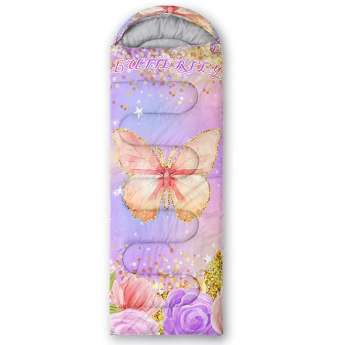 HOSIMA Dear Hunting Pattern Cold Weather Sleeping Bags for Kids Adults. | Black Light Weight Waterproof Sleeping Bags for Outdoors Hiking - color: Light purple