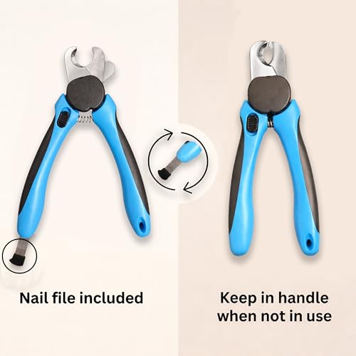 LED Dog Nail Clipper with Light & Safety Guard, Professional Pet Nail Trimmer with Quick Sensor, Extra Sharp for Thick Nails, for Large & Small Dogs and Cats (Medium-Large, with LED)