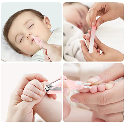 Baby Nail Clippers, 4-in-1 Safe Baby Nail Kit with Cute Case, Nail Clipper, Scissors, Tweezers, Baby Nail File Set for Newborn, Infant, Toddler and Kids-Pink - color: Pink