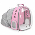 Expandable Cat Carrier Backpack with Bubble Window, Pink | Breathable mesh, anti-collapse frame, side door, safety leash and escape-resistant zippers for vet visits and outdoor travel. - color: Pink