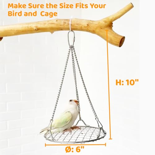 Bird Swing Perch Stainless Steel, Toy for Small Animal Parakeet Cockatiels Conures, Hanging Bird Cage Accessories to Balance Training for Budgies, Parrotlets, Rats, Hamsters, Sugar Gliders