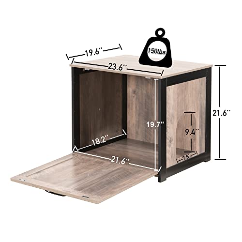 Dwanton Cat Litter Box Furniture Hidden, Cat Litter Box Enclosure, Reversible Entrance Can Be on Left or Right Side, Indoor Cabinet, Wooden Washroom, End Table, Nightstand, Greige, 23.6" L - color: Greige, size: 23.6 x 19.7 x 21.7 Inches