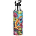 Colorful Lizard Water Bottle Kids Insulated Sports Vacuum Stainless Steel Mug with Straw Lid & Handle 20 oz - color: AB04