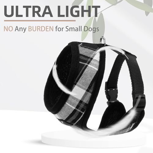 PUPTECK Soft Mesh Dog Harness and Leash Set Pet Puppy Cat Comfort Padded Vest No Pull Harnesses, Black, S - color: Black, size: S (NECK: 12", CHEST: 14"-18")
