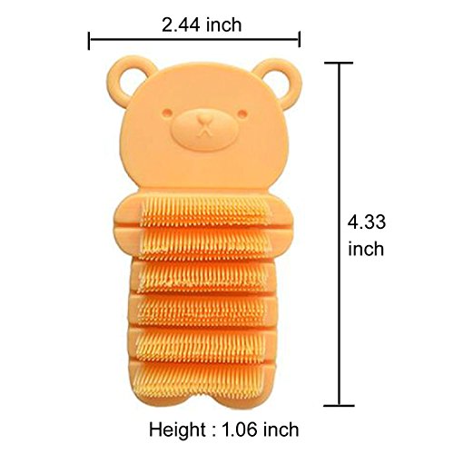 Baby Nail Brush, Kids Nail Scrubber Brush, Toddler Scrub, Yellow | Finger Nails Scrub Brush for Cleaning Fingernails Dirt Cleaner, Soft Bristle, For Baby Children, Cute Animal Bear Style - color: Yellow