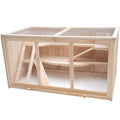 Wooden Large Hamster Cage, 3 Tier Small Animal Habitat with Tray, Natural Wood Exercise Play House for Hamsters
