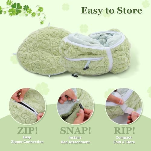 PEQULTI Cat Tunnel with Bed for Indoor Cats, Cat Play Donut Tunnel with Washable Soft Plush Mat, Round Tube Toys Cute Tube for Kittens, Puppies, Rabbits and Ferrets, Green - color: Green