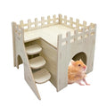 Hamster Wooden House Hamster Hideout Hut Maze Cage Accessories with Ladder and Platform for Syrian Hamsters Dwarf Gerbil Mouse