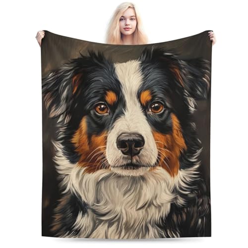 Australian Shepherd Blanket Gifts for Women Girls Kids Dog Lovers, Puppy Flannel Blankets, Warm Cozy Soft Throw for Bedroom, Camping, Couch, Decor 60x80 in - color: Australian Shepherd, size: 60"x80"