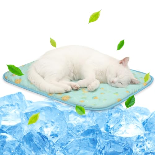 NWK Pet Cooling Mat Q-Max>0.345 Fabric for Dogs & Cats (Green Fruit, Small) | Cooling Surface Absorb Heat, Soft Thick fill, Machine Washable, Breathable Mesh Bottom, No Water Needed, 20’’ X 16’’ X 0.3’’ - color: Green Fruit, size: Small (20'' X 16'' X 0.3