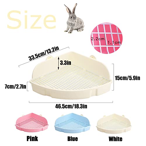 PINVNBY Large Rabbit Litter Box Bunny Corner Toilet Box Small Animal Cage Toilet Pet Potty Trainer Bigger Pan Fan Shape Box for Adult Guinea Pigs Chinchilla Ferret Galesaur (White)