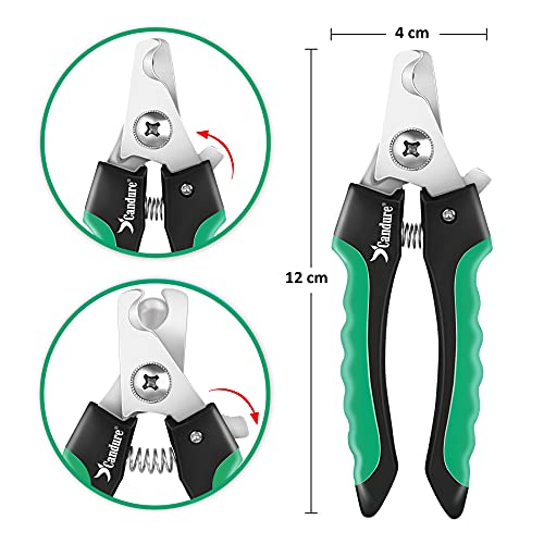 Candure Dog Nail Clippers Professional Pet Nail Clipper Suitable for Cats, Rabbits and Guinea Pigs - Safety Lock/Protective Guard to Avoid Over Cutting (Green, Medium to Small) - color: Green, size: Medium to Small Pets