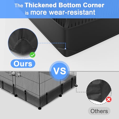 Tresbro Guinea Pig Cage with Waterproof PVC Bottom Liner & One-Hand Release Hook, Triple Fixing C&C Cage for Guinea Pigs, Bunny, Rabbit, Hedgehog, Small Animal Indoor Playpen 48''L x 24''W x 31.5''H - size: 24 Panels-with roof