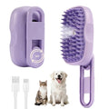 Cat Steam Brush for Shedding, 4 in 1 Rechargeable Steam Brush for Cats and Dogs, Anti-Static, Massage, Cleaning, Shedding & Combing All in One! (Purple) - color: Purple