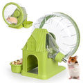 VANNON 4 in 1 Quiet Hamster Exercise Wheel, Multi Functional Hamster House with Running Wheel, Water Bottle, Food Bowl and Hideout, Small Animals Exercise Running Toys for Hamsters Gerbils Mice, Green - color: Green