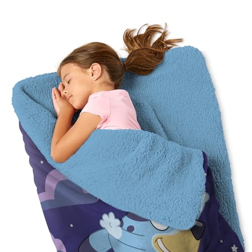 Silk Touch Sherpa Slumber Bag for Boys and Girls, Sleeping Bag with Zipper, Sleepover Set, 27 x 56 inches - color: Slumber Pups