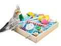 Jinkoozz Bird Foraging Toys Box, Wooden Parrot Shredding Toys Box, Bird Chewing Toys, Birdcage Accessories, Suitable for Small Birds Parakeets Cockatiels Love Birds Conures