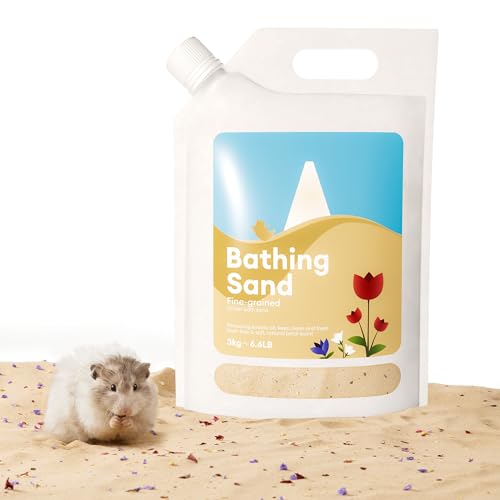 BUCATSTATE Hamster Sand, No-Dust 6.6LB Chinchilla Dust Bath with Pour Spout, 100% Natural Desert Bathing Sand for Syrian Hamster Gerbil Rat Mice Small Animals (Flower Smell) - color: Flower Scent, size: 6.6LB