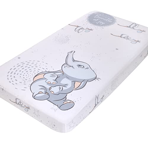 Disney Dumbo Sweet Little Baby Light Blue and White Storks "Bundle of Joy" 100% Cotton Photo Op Nursery Fitted Crib Sheet - color: Dumbo Sweet Little Baby