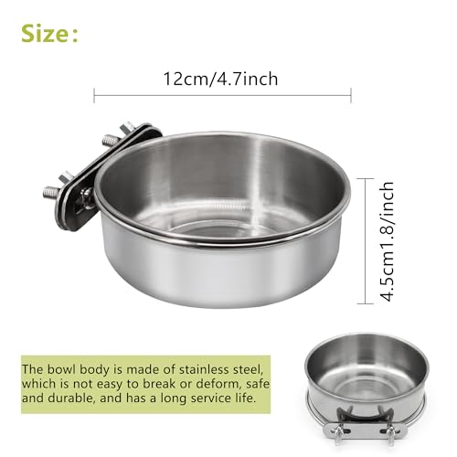 Stainless Steel Bird Feeding Dish Cups, 4 Pack, Medium | Clamp Holder, For Parrot Cockatiel Parakeet Macaw Finches Lovebirds, Cage Water Feeder - color: 4 Pack, size: Medium