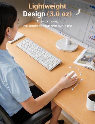 Ergonomic Vertical Wireless Mouse, 57°, Small/Medium Hands, White | Rechargeable, Quiet Click, 800/1200/1600 DPI, 2.4GHz USB Receiver, Forward/Back Buttons, Computer Mouse for Laptop PC Mac - color: White