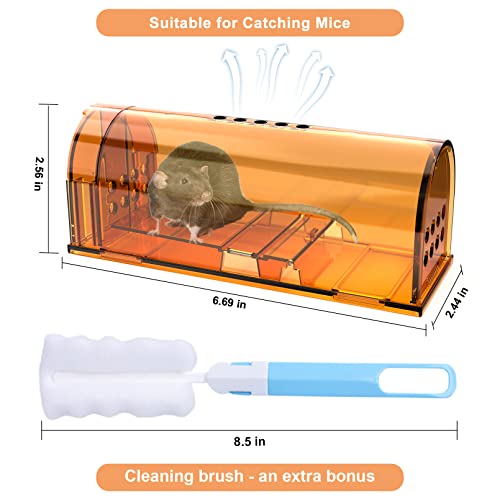 6 PCS Humane Mouse Traps No Kill Reusable Mice Trap Indoor for Home | PC Material, Reusable Capture & Release, Use for Home, Waterproof - size: Orange-6Pack