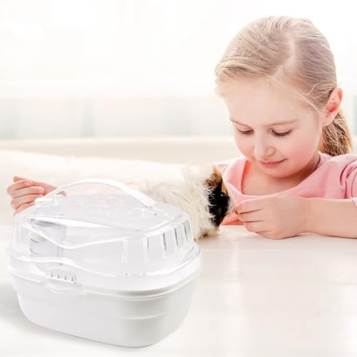 Hamster Carrier Cage with Water Bottle,Portable Hamsters Travel Cage Plastic Guinea Pig Carrying Cases Small Animal Carry Cage for Dwarf Hamsters Chinchillas Hedgehog Mouse(White) - color: 【White】