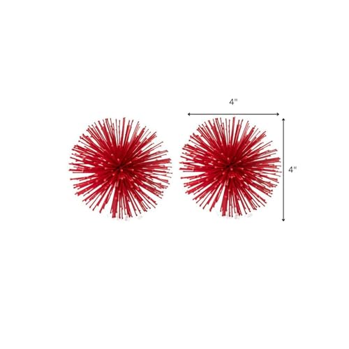 Modern Day Accents 5287 Erizo Urchin X-Small Red Sphere Set of 2, 4" D - color: Red, size: X-Small