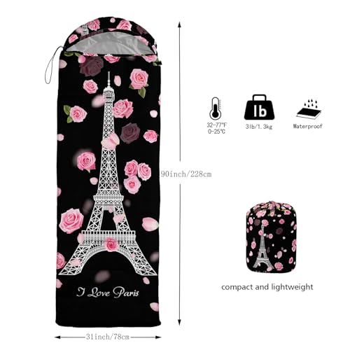 Camping Sleeping Bags Warm & Cool Weather Waterproof Backpacking Sleeping Bag All Seasons Camping, for Adult Kids Boy Girls Camping Gear Equipment, Traveling - color: D-Eiffel Tower1