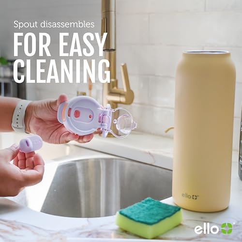 Ello Pop & Fill Insulated Stainless Steel Water Bottle with Quick Fill Lid, Leakproof Locking, Sip or Chug Spout, BPA-Free, Double Wall Vacuum Insulated for Sports, Travel & School- 22oz / 32oz / 40oz - color: Raincloud, style: 32oz