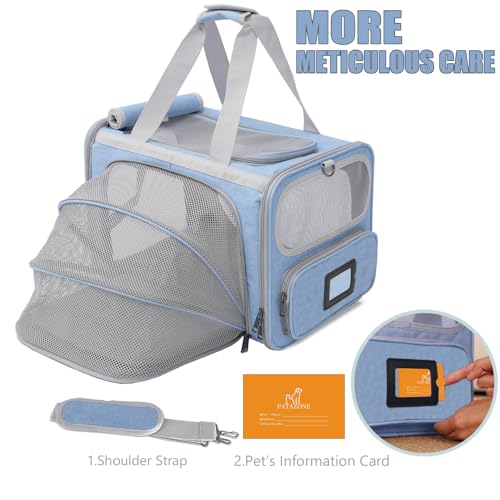 Small Dog Carriers Airline Approved,Blue Cats Travel Bag,Personality,Expandable,Ventilated,Sturdy Pets Carriers Rabbits Bunny Puppies Cage Small Animals Outdoor Carry Kennel - color: Blue
