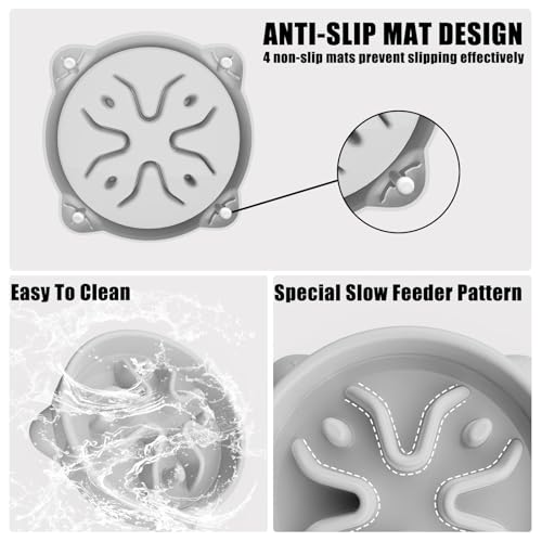 Slow Feeder Dog Bowls Small Breed, Dog Food Bowl Small Anti-Choking Bloat Stop Puzzle Healthy Eating Bowl (Gray, 1 Cup) - color: Gray, size: 1 Cup