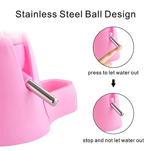Guardians Hamster Water Bottle, Little Pet Automatic Drinking Bottle with Food Container Base Hut Hanging Water Feeding Bottles Auto Dispenser for Small Animals(80ml,Pink) - color: Pink, size: 80ml