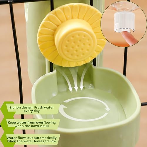 Sugar Glider Cage Water Dispenser Dripless, Non-Drip Water Bottle and Brush, Sugar Glider Accessories, Small Pets Drink Bottle for Rats Gerbils Syrian Hamsters Squirrel (Green)