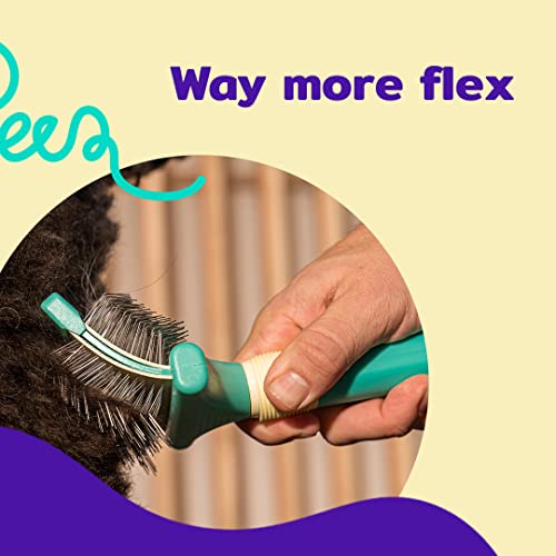 Jelly Pet Double Sided Slicker Brush, Longer Pin, Flexible Head, Fine/Coarse Sides, Removes Unwanted Tangles, Made in USA, Large, Teal