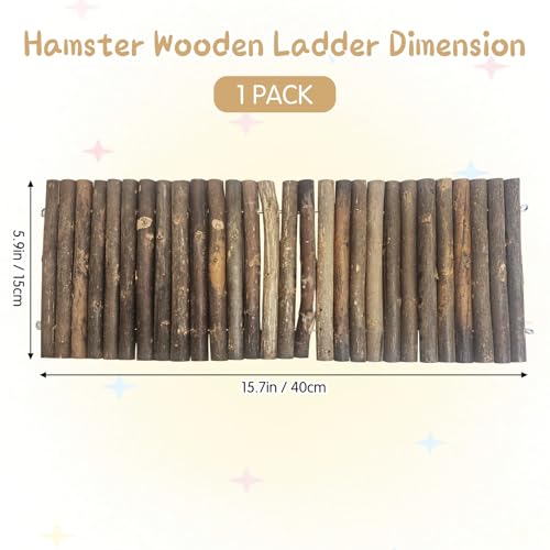 Hamiledyi Natural Wood Hamster Bridge, Bendable Climbing Ladder Small Animal Cage Accessories for Dwarf Hamster, Gerbils, Mice, Sugar Glider (15.7×5.9 in) - size: 15.7" × 5.9" (1 pcs)