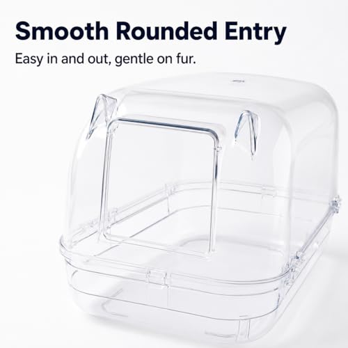 Large Chinchilla Dust Bath House, 11 in Clear Enclosed Hideout | Lift-Off Lid, Raised Rim And Wide Base, For Adult Chinchillas, Dust Baths And Enclosed Hideout Use