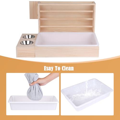 Rabbit Hay Feeder with Litter Box, Bowl Tray for Small Bunnies | Hay Holder Rack with 2 Bowls, Litter Box for Small Animal Guinea Pig Hamster Chinchilla