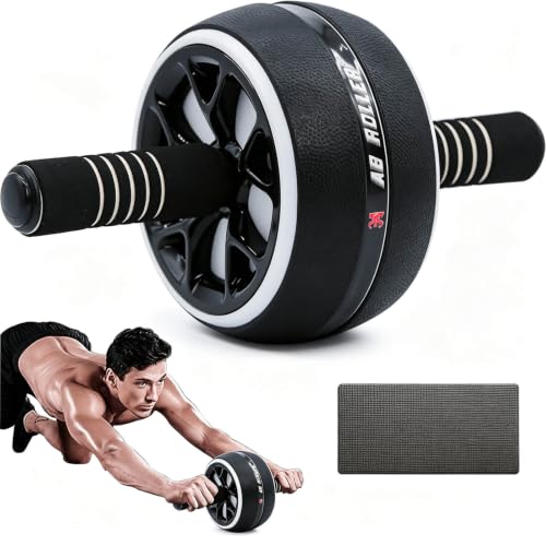 AB Wheel Roller, Exercise Abdominal Wheel Fitness for Gym & Home, Work-out Strength-Training Equipment with Knee Pad