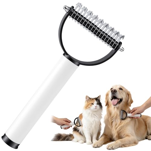 2-In-1 Double Sided Dematting Comb for Cats & Dogs, Multi-Functional Pet Detangling Comb, Double Sided Lint Remover Comb with Lint Roller, Suitable for Both Long and Short Haired Pets (Black) - color: Black