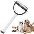 2-In-1 Double Sided Dematting Comb for Cats & Dogs, Multi-Functional Pet Detangling Comb, Double Sided Lint Remover Comb with Lint Roller, Suitable for Both Long and Short Haired Pets (Black) - color: Black