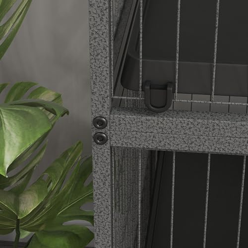 PawHut Metal Small Animal Cage, 5-Tiers Rolling Big Ferret Cage, Gray | with Hammock, Removable Tray, for Chinchilla, Sugar Glider - color: Grey, size: 31.5"L x 20.5"W x 50.5"H